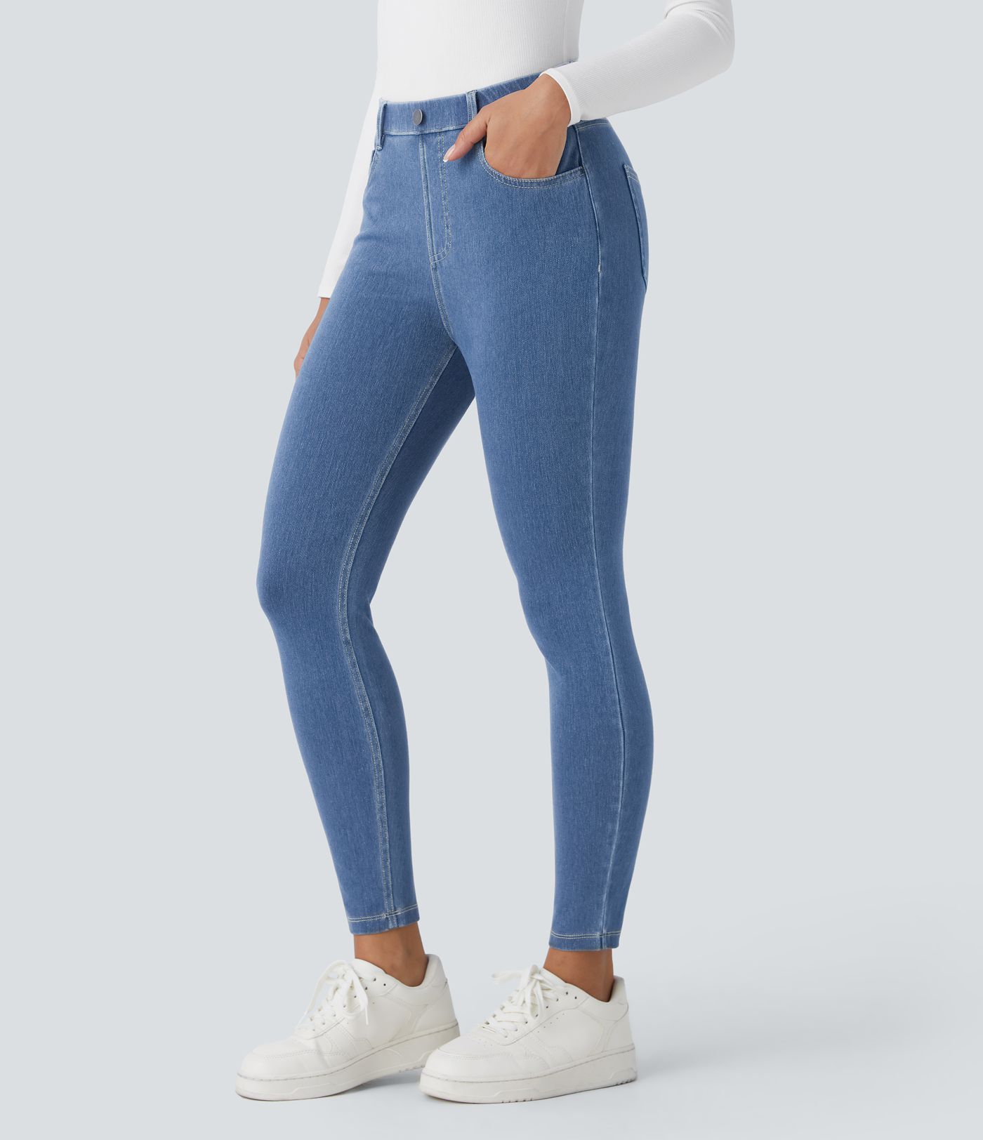 Travail Leggings in Jean Halara Flex™ à Taille Haute avec Poches