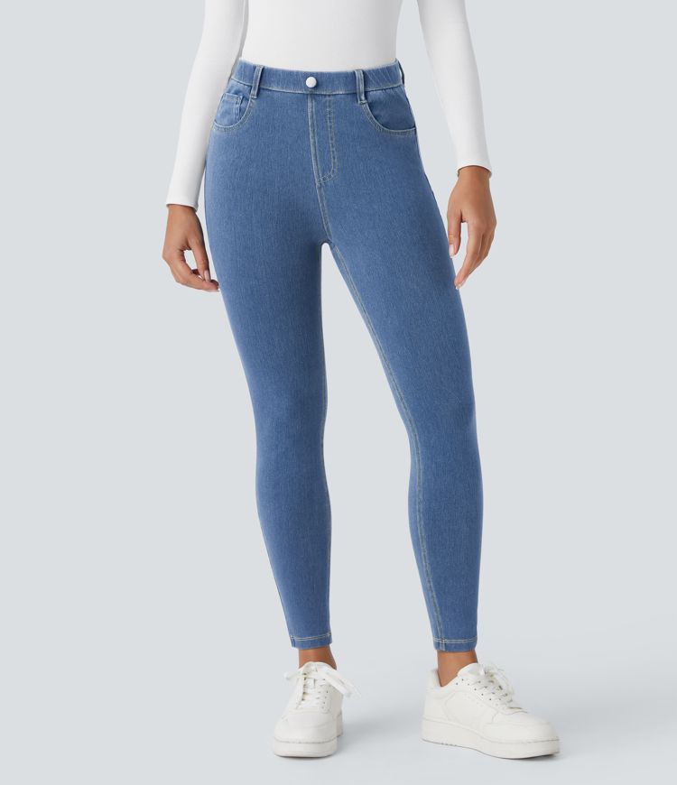Travail Leggings in Jean Halara Flex™ à Taille Haute avec Poches