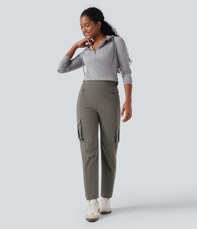 High Waisted Tapered Hiking Trousers with Pockets