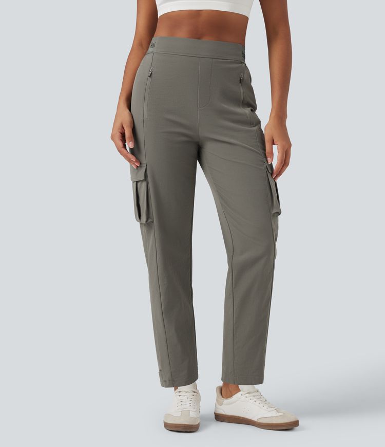 High Waisted Tapered Hiking Trousers with Pockets