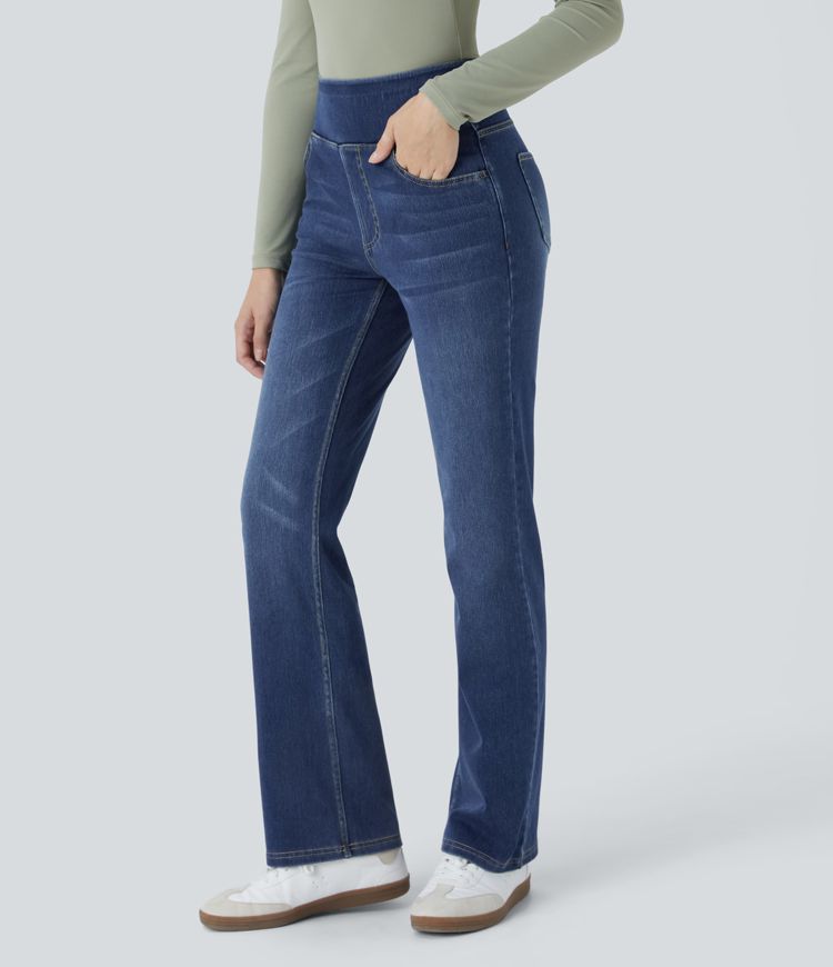 Halara Flex™ High Waisted Pockets Washed Casual Bootcut Jeans