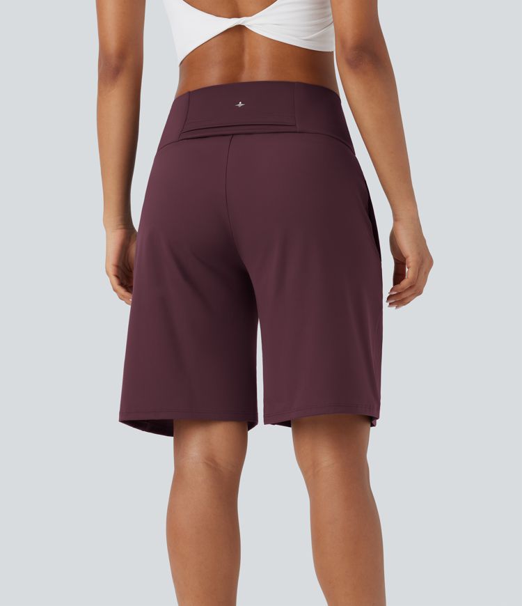 Pantalones Cortos Bermuda de Yoga SoftlyZero™ de Cintura Alta con Bolsillos y Tacto Fresco