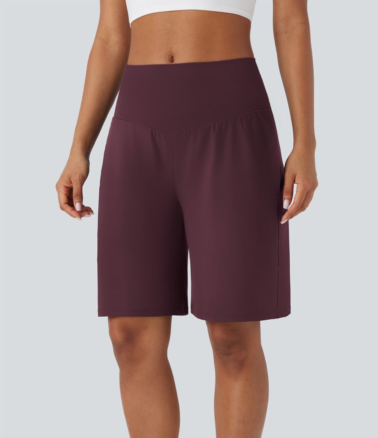Pantalones Cortos Bermuda de Yoga SoftlyZero™ de Cintura Alta con Bolsillos y Tacto Fresco