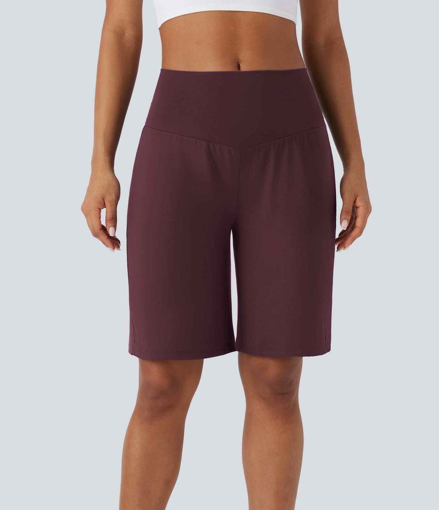 Pantalones Cortos Bermuda de Yoga SoftlyZero™ de Cintura Alta con Bolsillos y Tacto Fresco
