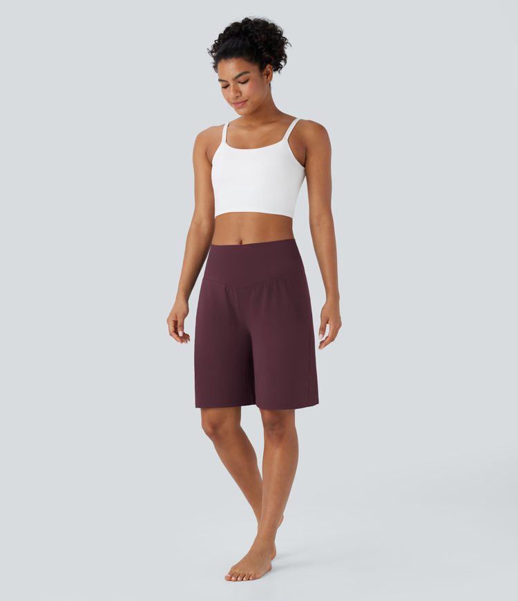 Pantalones Cortos Bermuda de Yoga SoftlyZero™ de Cintura Alta con Bolsillos y Tacto Fresco