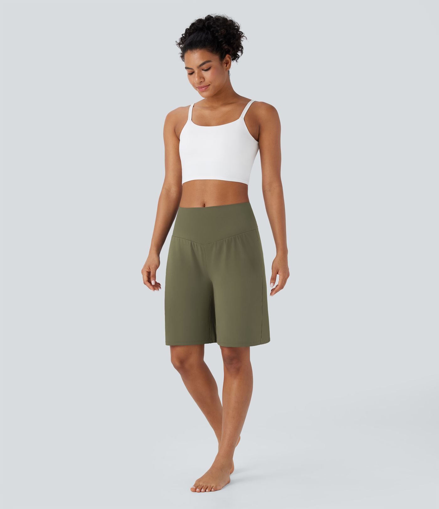 SoftlyZero™ Airy High Waisted Pockets Cool Touch Yoga Bermuda Running Shorts