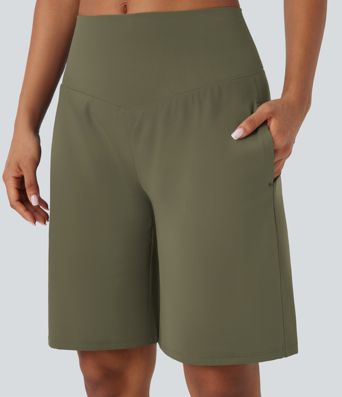 SoftlyZero™ Airy High Waisted Pockets Cool Touch Yoga Bermuda Running Shorts