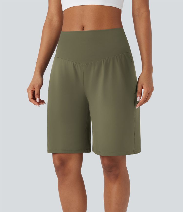 SoftlyZero™ Airy High Waisted Pockets Cool Touch Yoga Bermuda Running Shorts