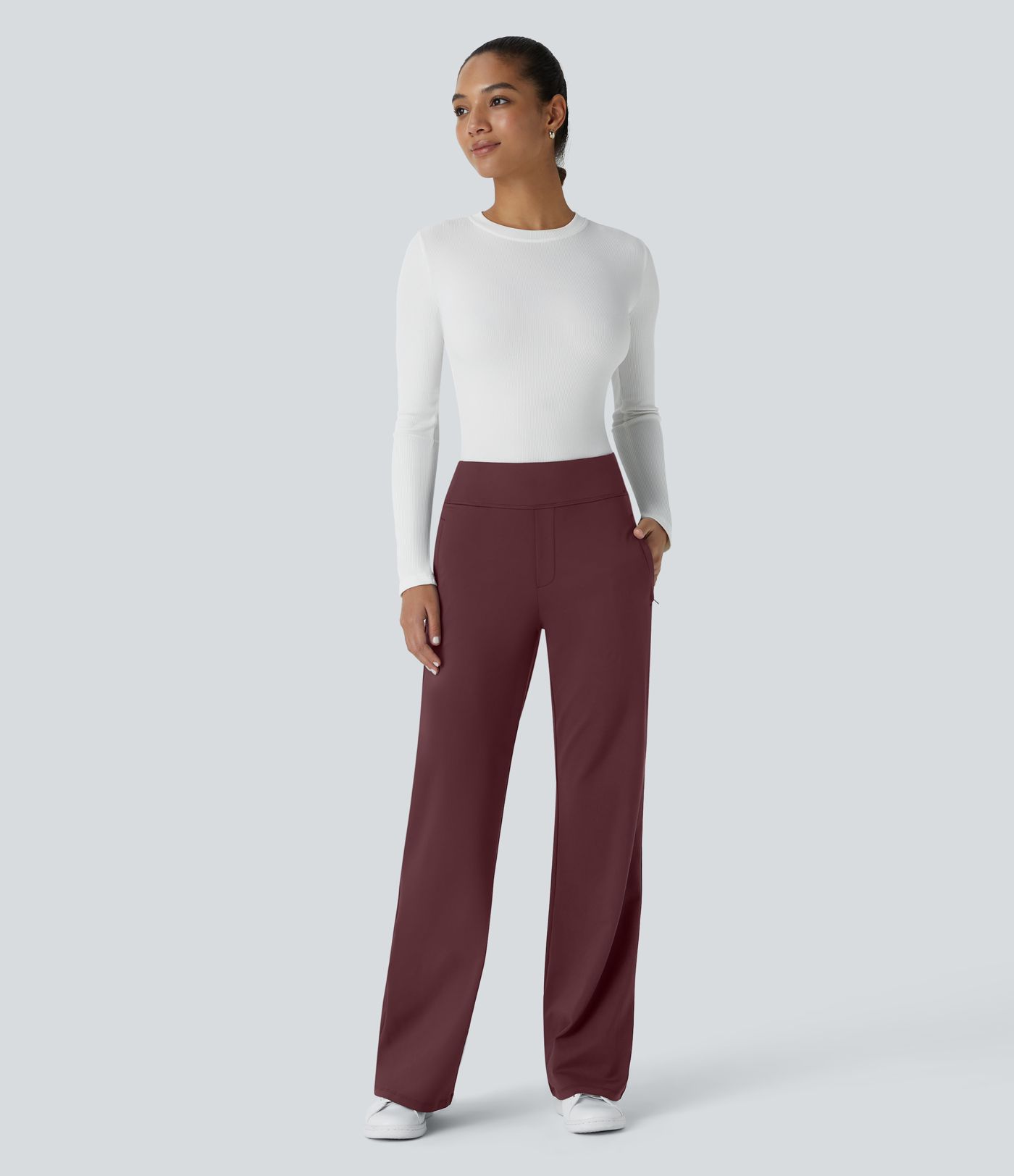 Halara Flex™ Mid Rise Side Zipper Pocket Women Suit Work Flare Pants