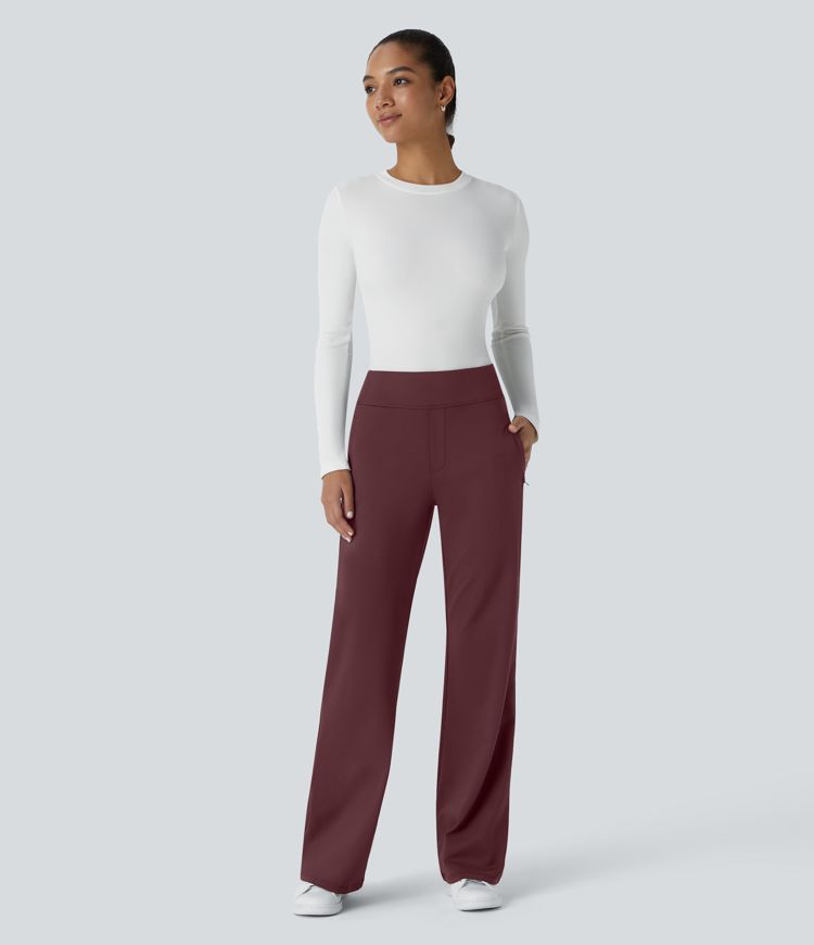 Halara Flex™ Mid Rise Side Zipper Pocket Women Suit Work Flare Pants
