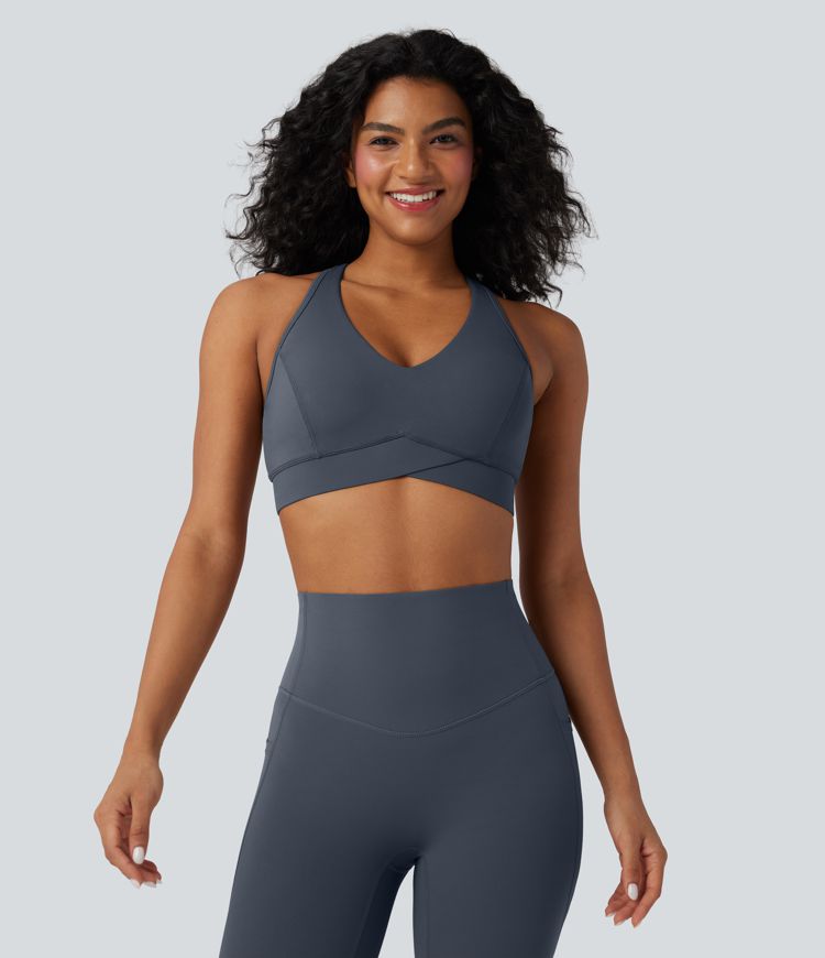 Halara UltraSculpt™ Mittlere Stützfunktion V-Ausschnitt Racerback Trainings-Sport-BH