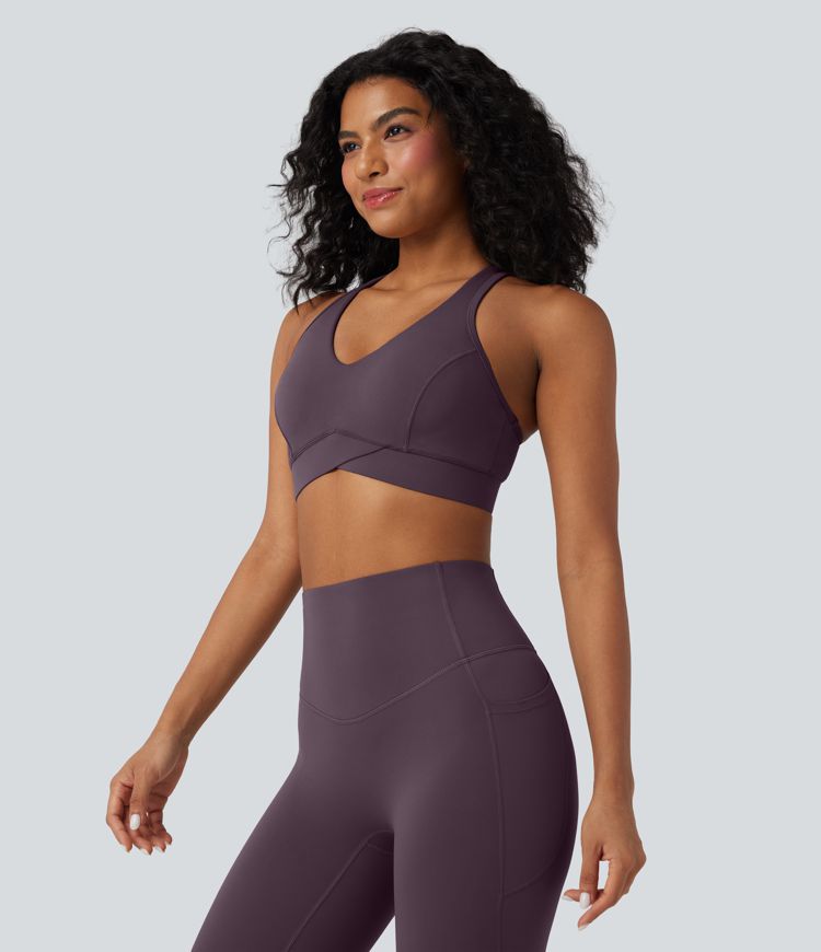 Halara UltraSculpt™ Mittlere Stützfunktion V-Ausschnitt Racerback Trainings-Sport-BH