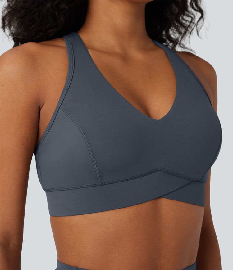 Halara UltraSculpt™ Mittlere Stützfunktion V-Ausschnitt Racerback Trainings-Sport-BH