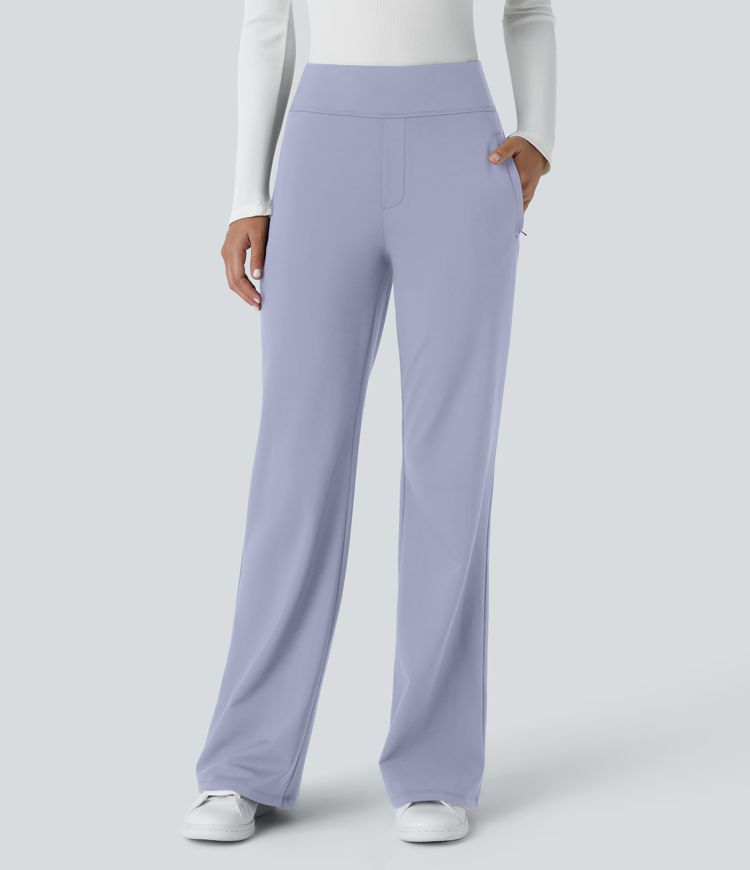 Halara Flex™ Mid Rise Side Zipper Pocket Work Flare Pants
