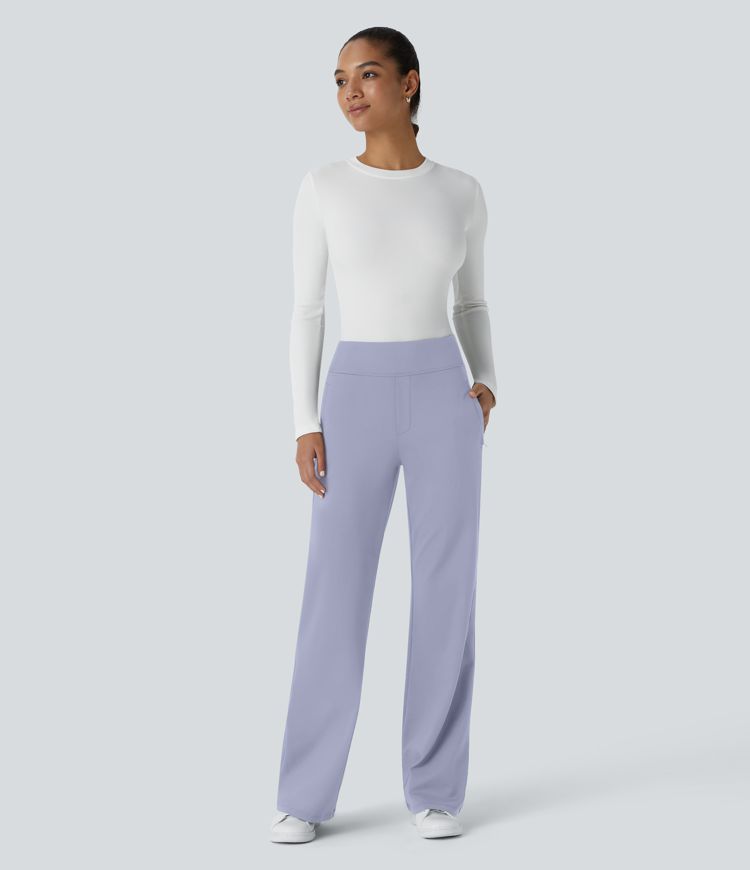 Halara Flex™ Mid Rise Side Zipper Pocket Work Flare Pants