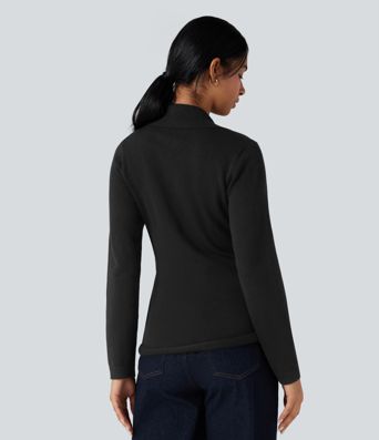 V-neck Long Sleeve Wrap Work Sweater