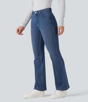 Halara Flex™ Denim Heat - Flare-Jeans mit mittelhohem Bund und Seitentaschen