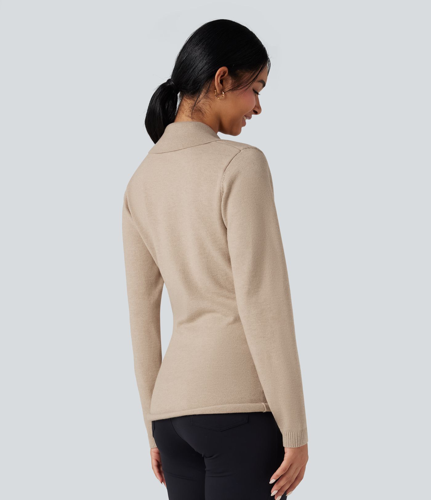 V-neck Long Sleeve Wrap Work Sweater