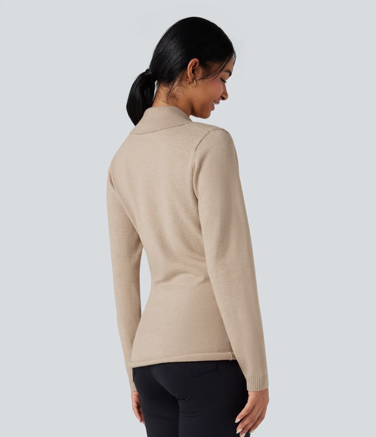 V-neck Long Sleeve Wrap Work Sweater