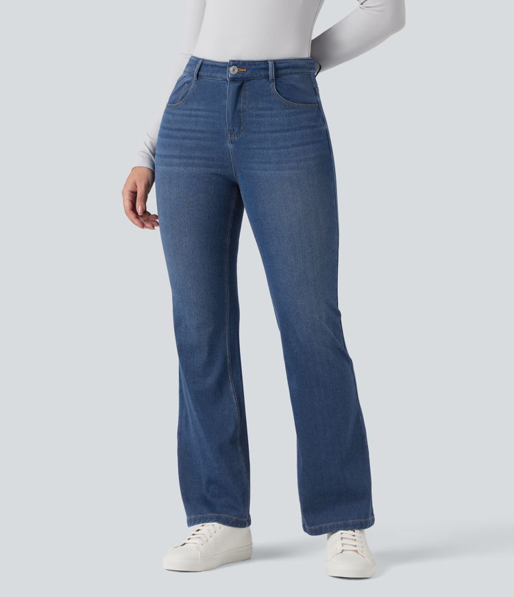 Halara Flex™ Denim Heat Mid Rise Casual Flare Jeans with Pockets