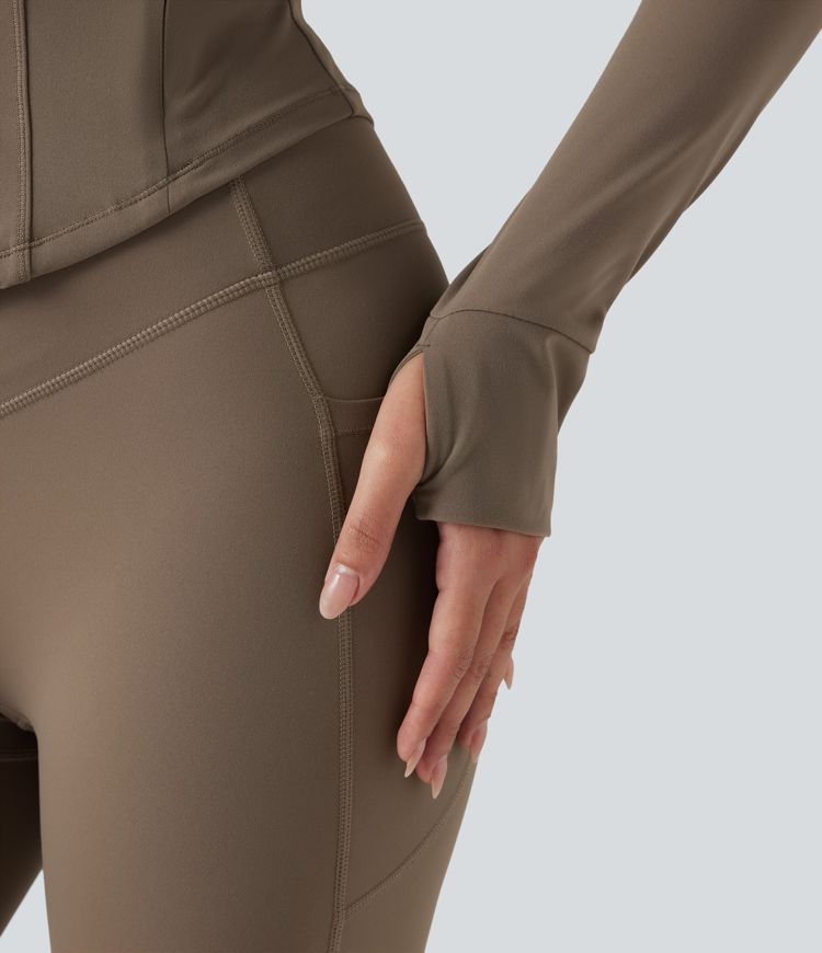 Halara UltraSculpt™ V-neck Push-Up Long Sleeve Thumb Holes Yoga Jacket with Pockets