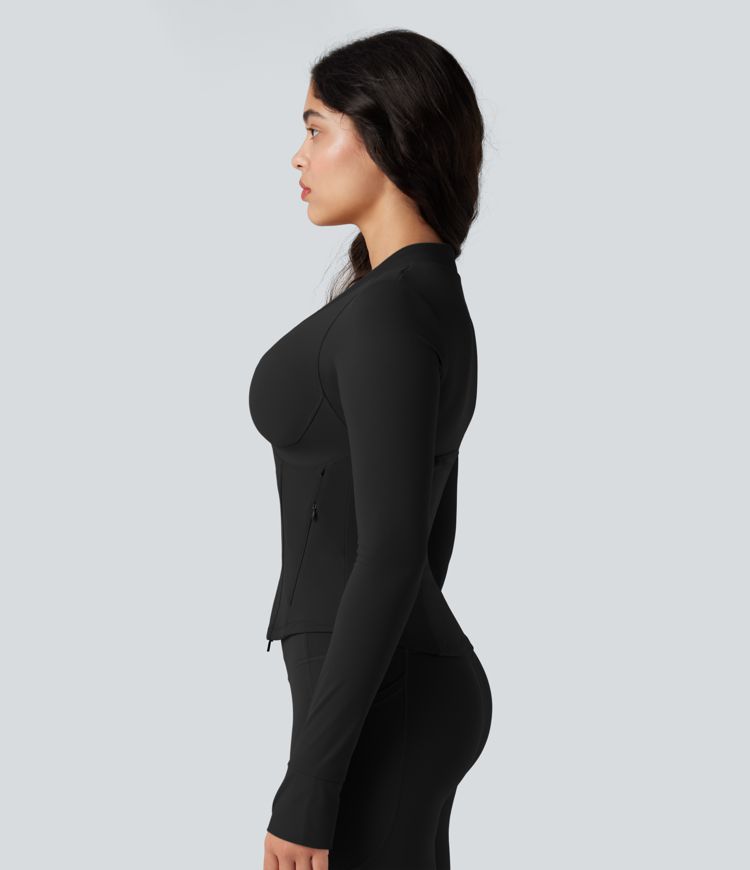 Halara UltraSculpt™ V-neck Push-Up Long Sleeve Thumb Holes Yoga Jacket with Pockets