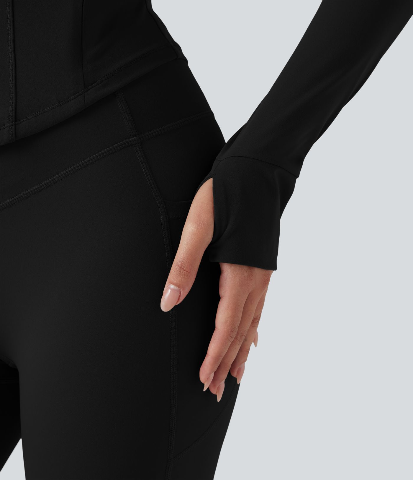 Halara UltraSculpt™ V-neck Push-Up Long Sleeve Thumb Holes Yoga Jacket with Pockets