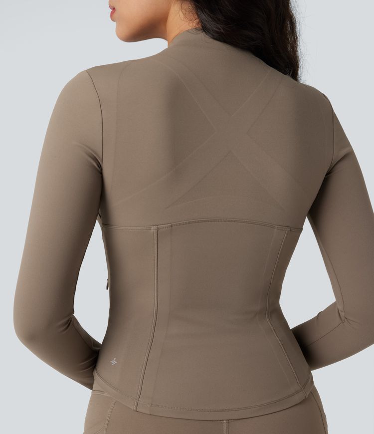 Halara UltraSculpt™ V-neck Push-Up Long Sleeve Thumb Holes Yoga Jacket with Pockets
