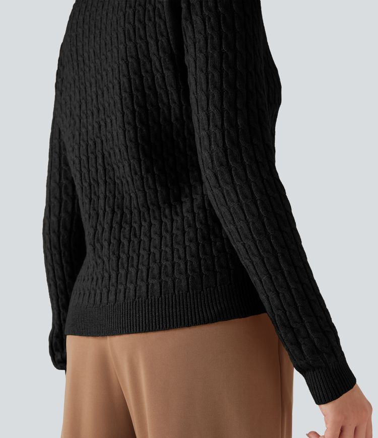 V-neck Cable Knit Work Cardigan