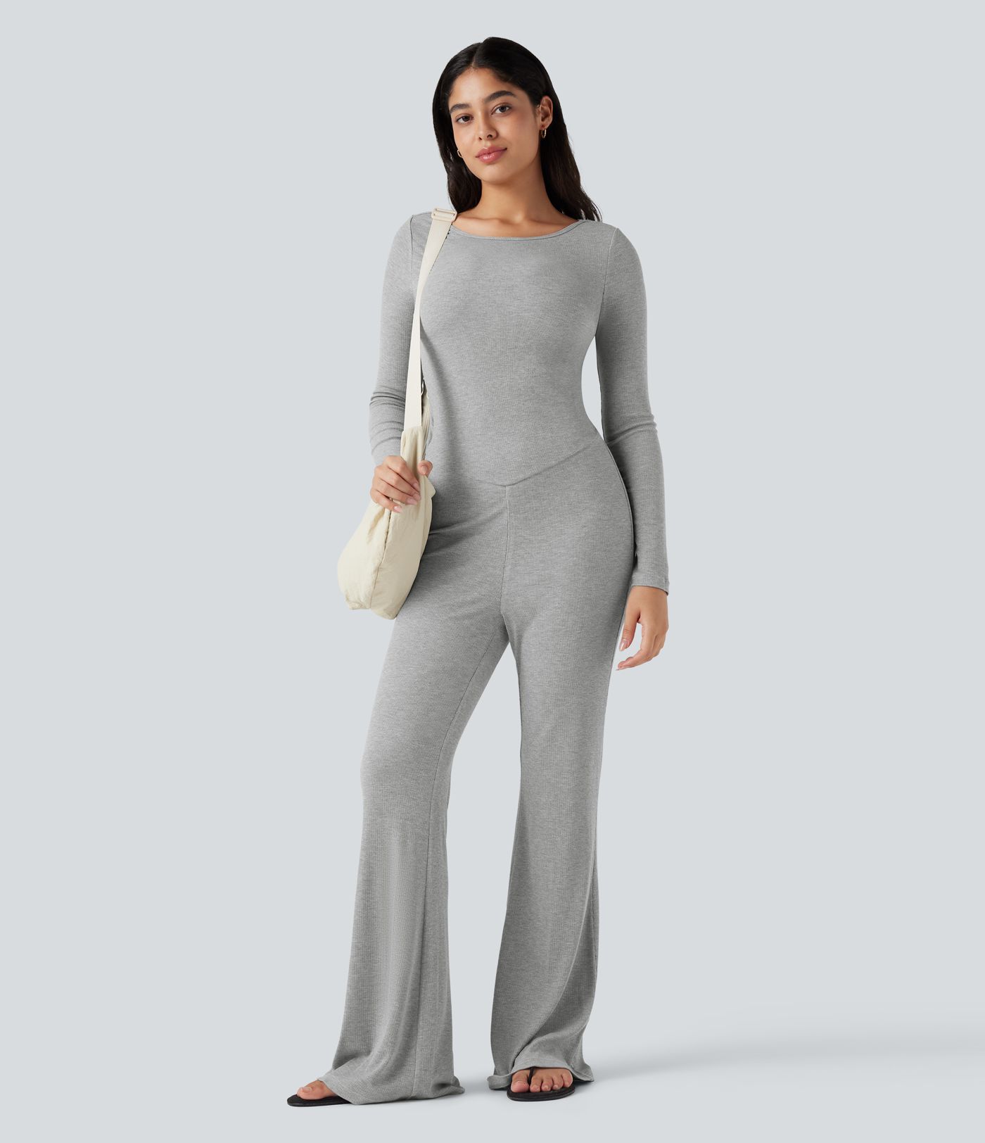 Combinaison côtelée évasée col bateau manches longues ultra-stretch - Easy Peasy