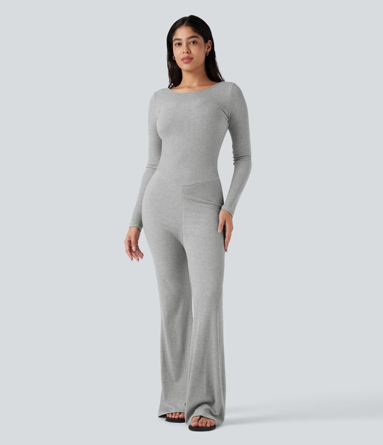 Combinaison côtelée évasée col bateau manches longues ultra-stretch - Easy Peasy