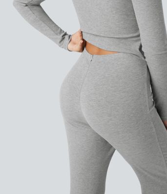 Combinaison côtelée évasée col bateau manches longues ultra-stretch - Easy Peasy