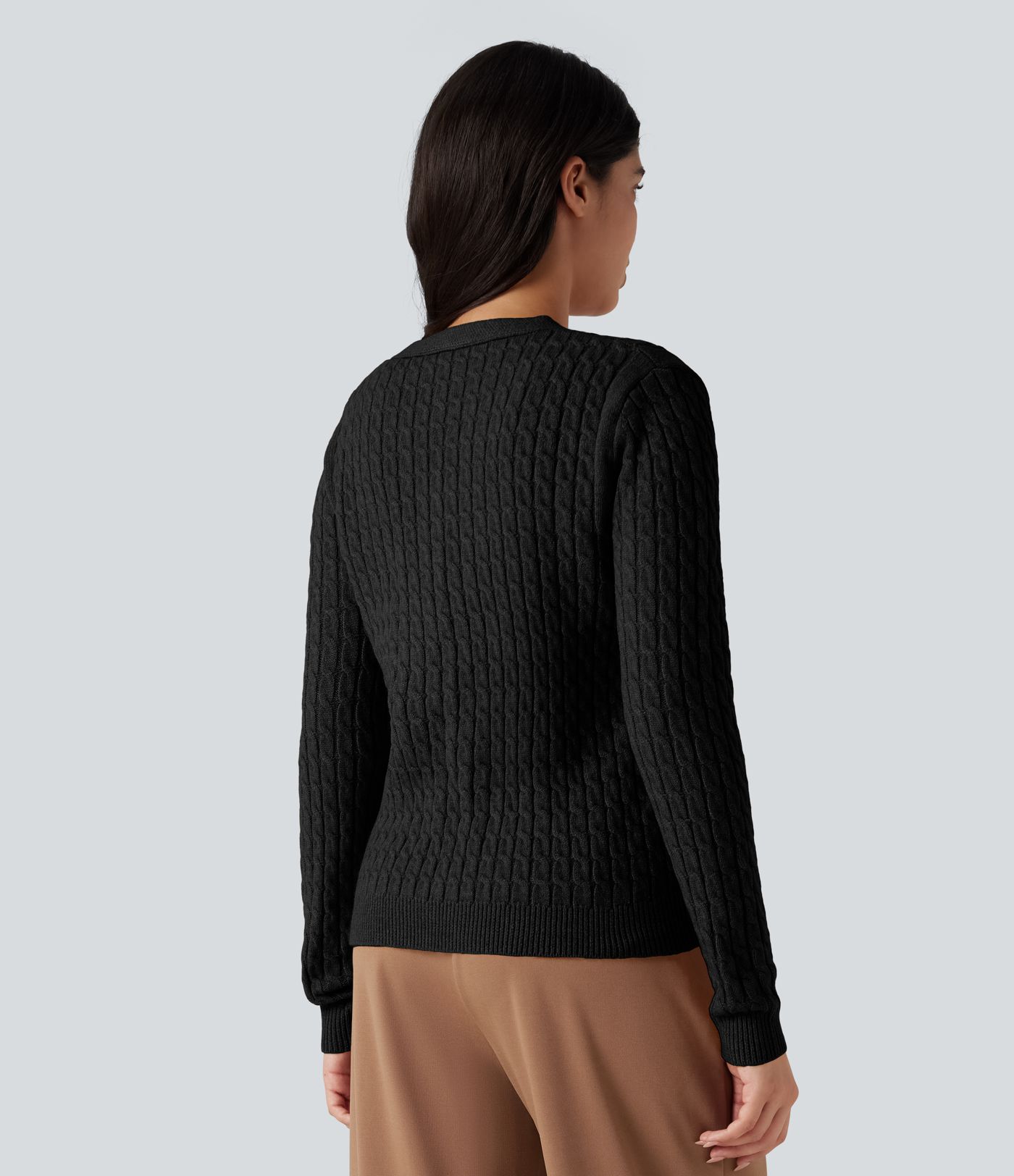 V-neck Cable Knit Work Cardigan