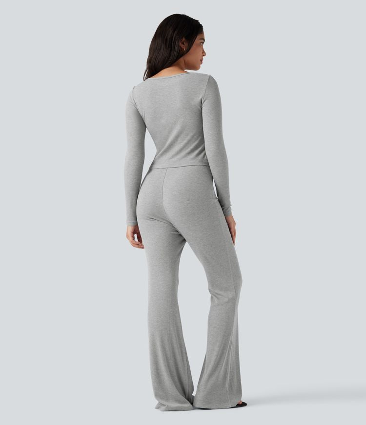 Combinaison côtelée évasée col bateau manches longues ultra-stretch - Easy Peasy