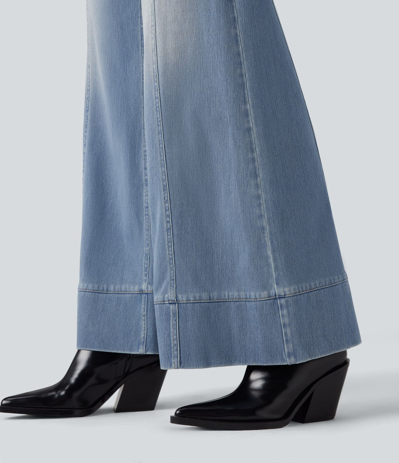 Halara Flex™ High Waisted Belted Wide Leg Flare Casual Jeans with Pockets