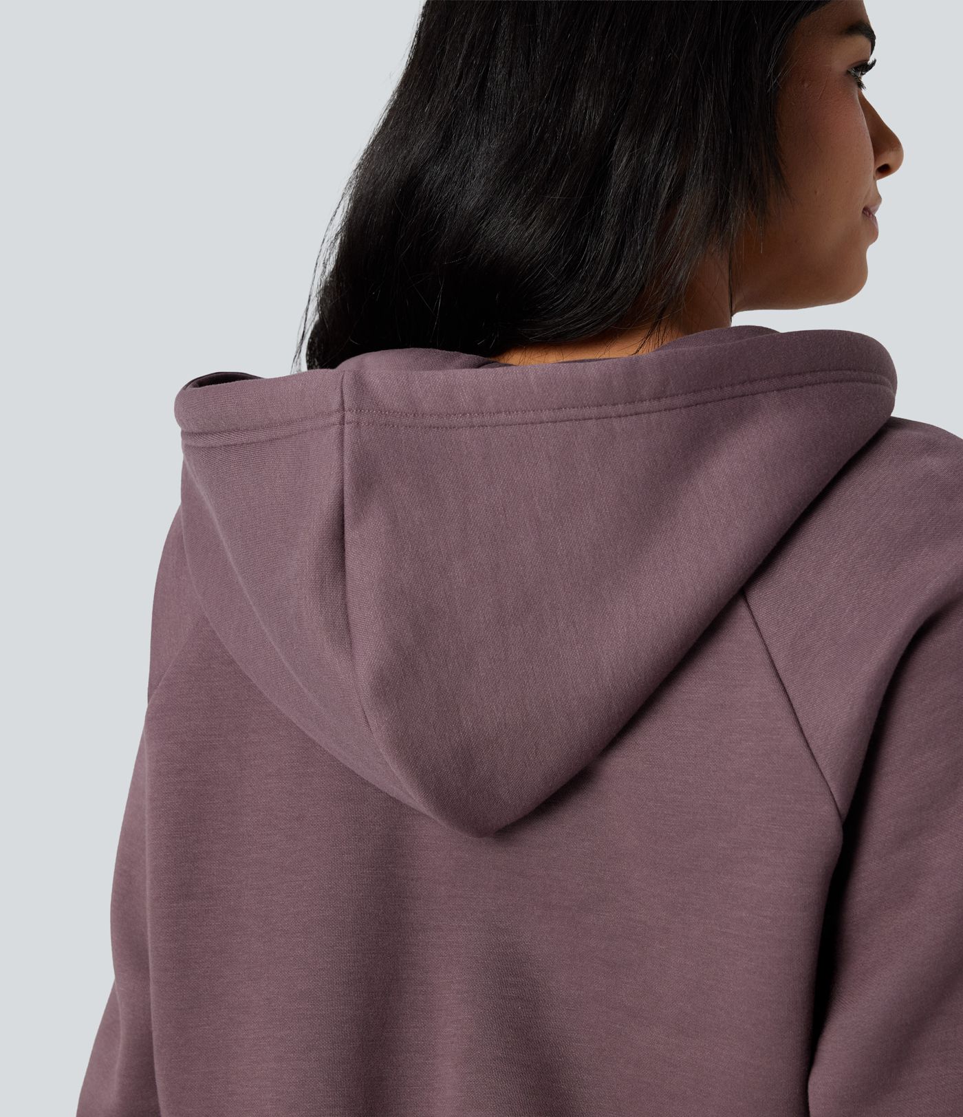 Hooded Double Zipper Oversized Fleece Casual Cotton Sweatshirt with Pockets