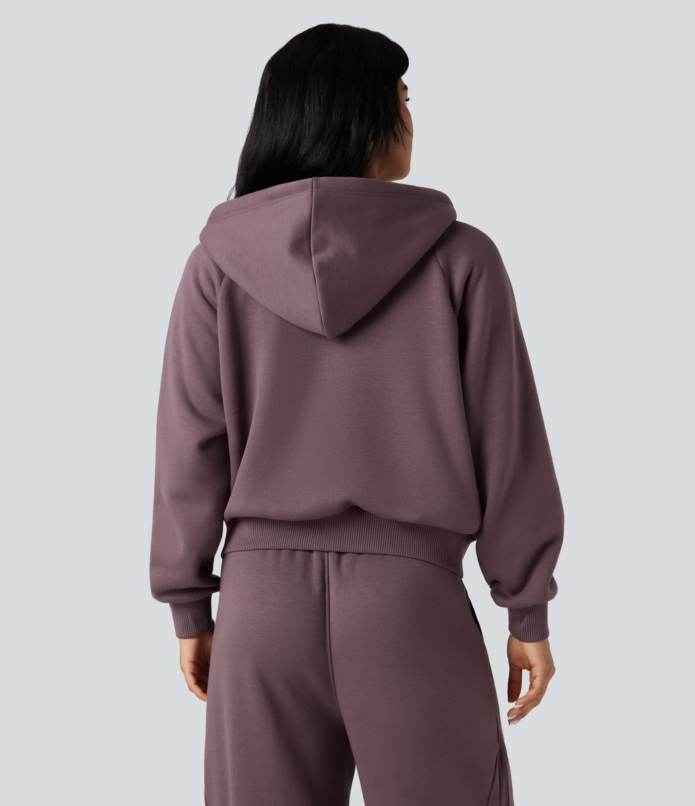 Hooded Double Zipper Oversized Fleece Casual Cotton Sweatshirt with Pockets