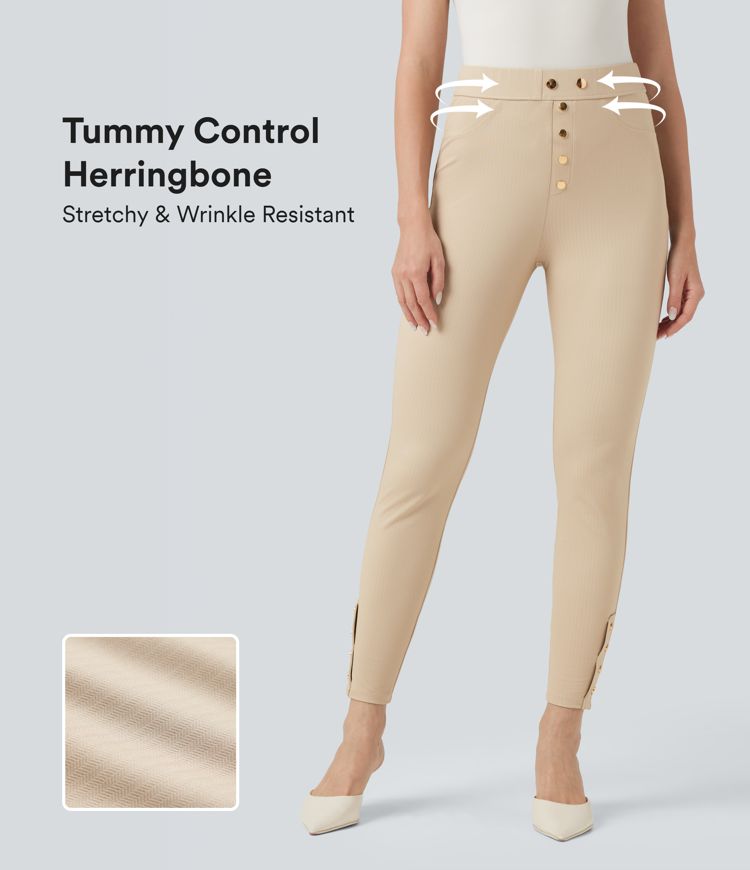 Halara Flex™ High Waisted Tummy Control Herringbone Work Skinny Pants with Pockets