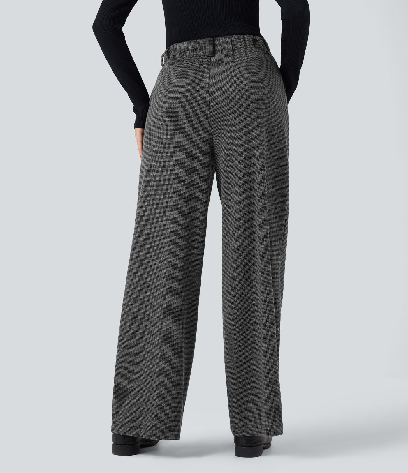 Halara Flex™ High Waisted Houndstooth Work Baggy Trousers with Pockets