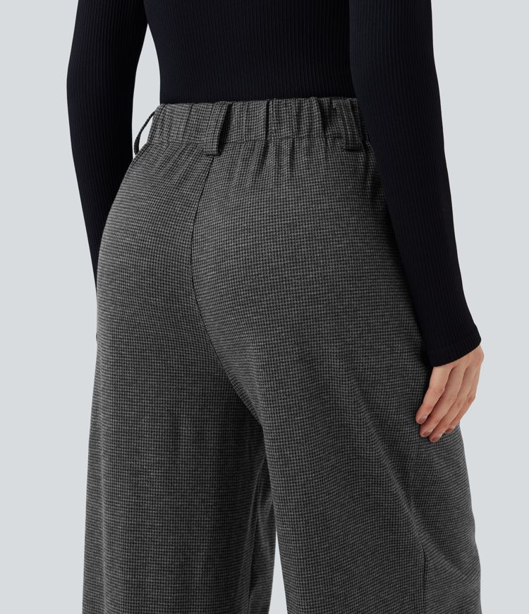 Halara Flex™ Pantalon tailleur baggy pied-de-poule taille haute avec poches