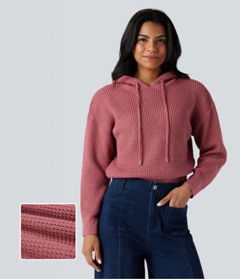 Hooded Drawstring Long Sleeve Casual Sweater