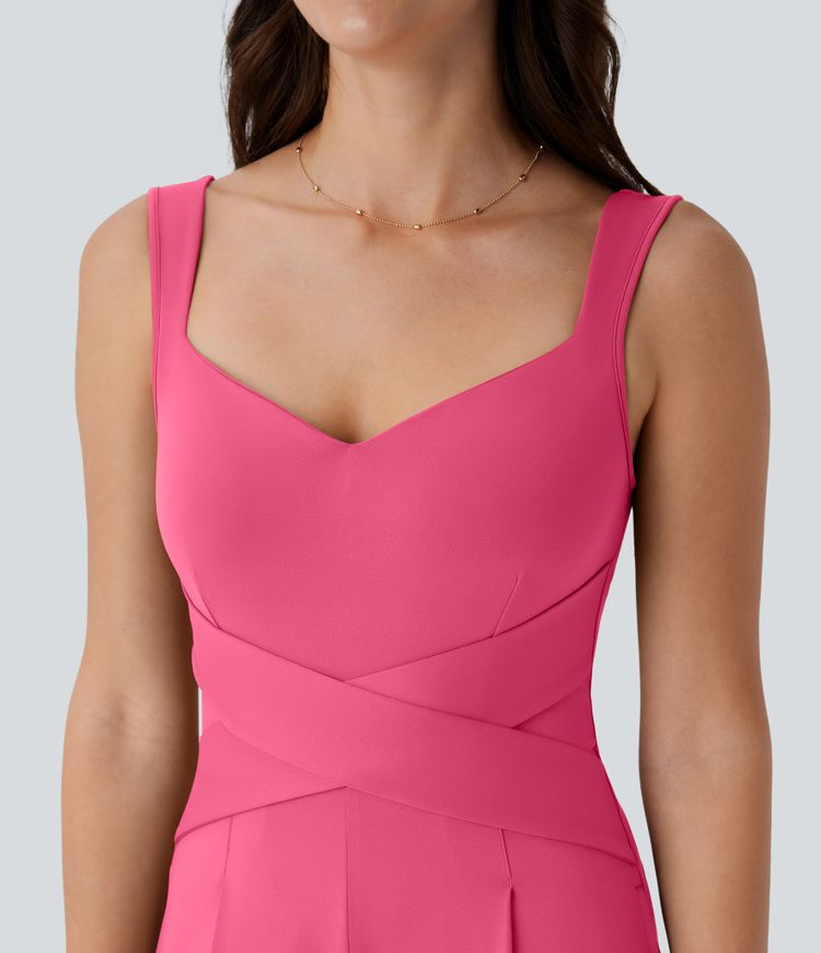 U Back Sleeveless Casual Jumpsuit with Pockets