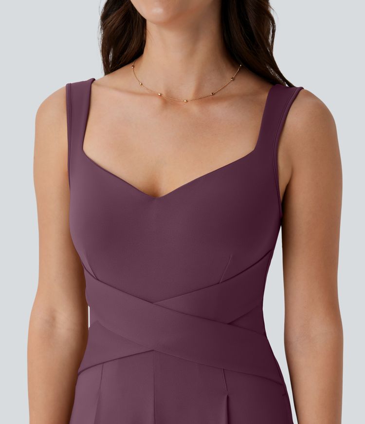 U Back Sleeveless Casual Jumpsuit with Pockets