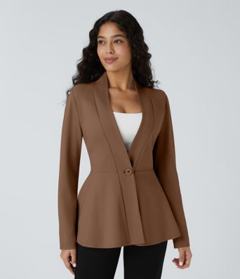 Veste péplum de travail col en V avec un bouton