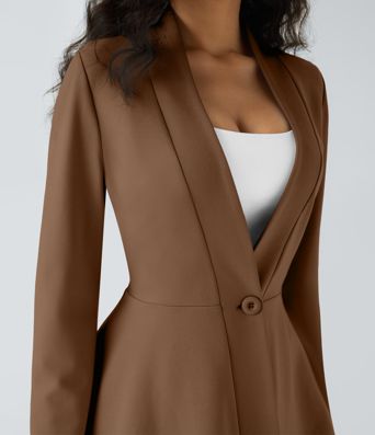 Veste péplum de travail col en V avec un bouton