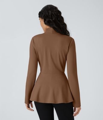 Veste péplum de travail col en V avec un bouton