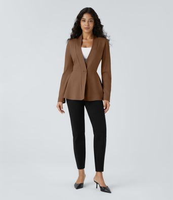 Veste péplum de travail col en V avec un bouton