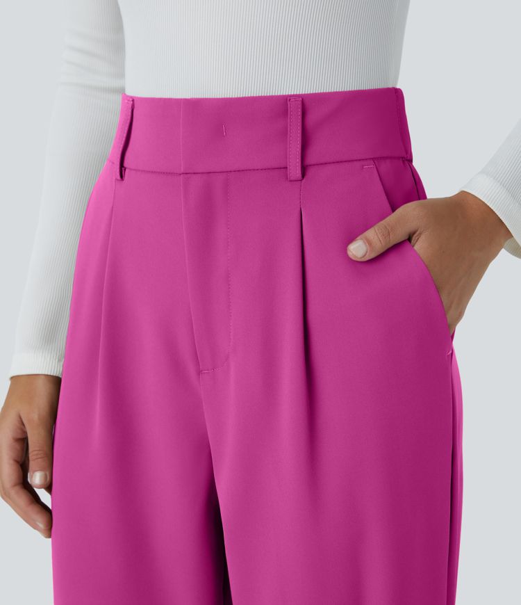 Pantalon de travail Halara Flex™ fuselé uni, taille haute, avec poches