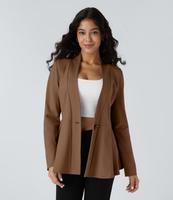 Veste péplum de travail col en V avec un bouton