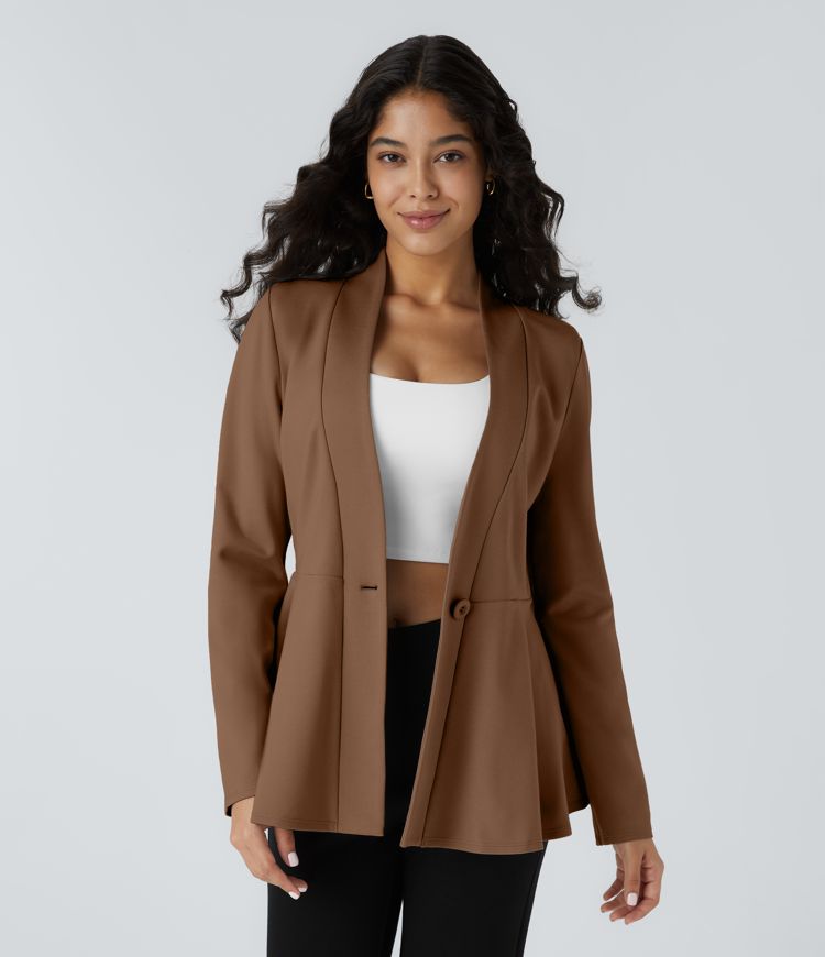 Veste péplum de travail col en V avec un bouton